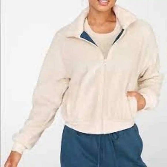 FABLETICS reversible blue and cream Sherpa jacket size Large - Picture 3 of 10